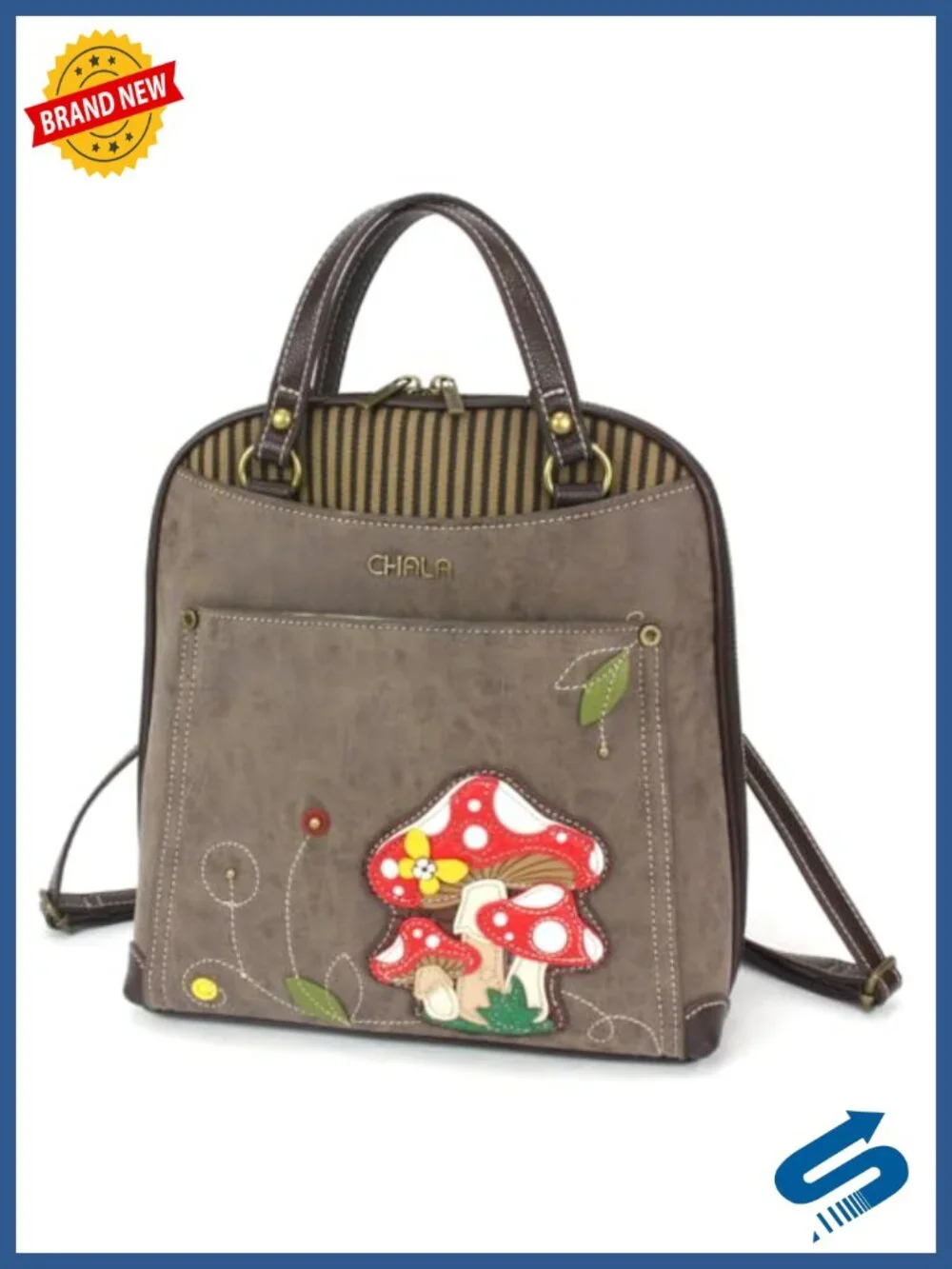 Convertible Backpack Purse with Adjustable Strap - Faux Leather Canvas